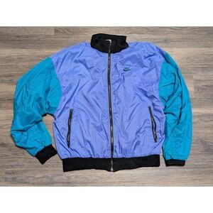 Vintage Nike Windbreaker Jacket Mens Medium Purple Teal Colorblock 90s Full Zip